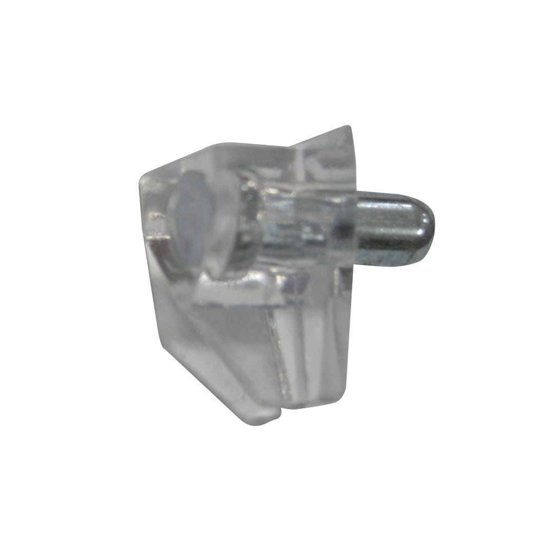 Shelf support in plastic with steel pin