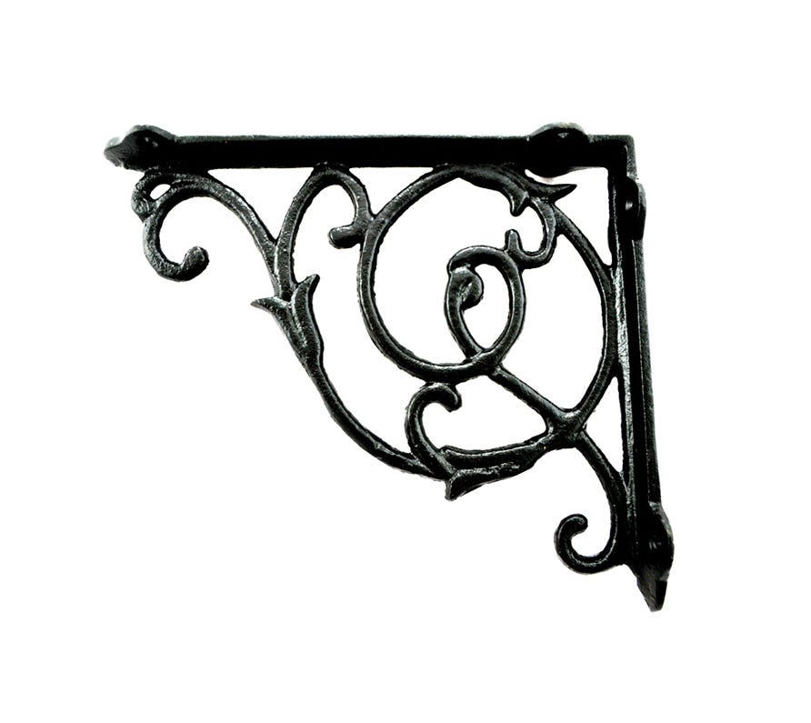 Cast-Iron Shelf Bracket, Black, 1,5-in. X 6,5-in. X 8-in.