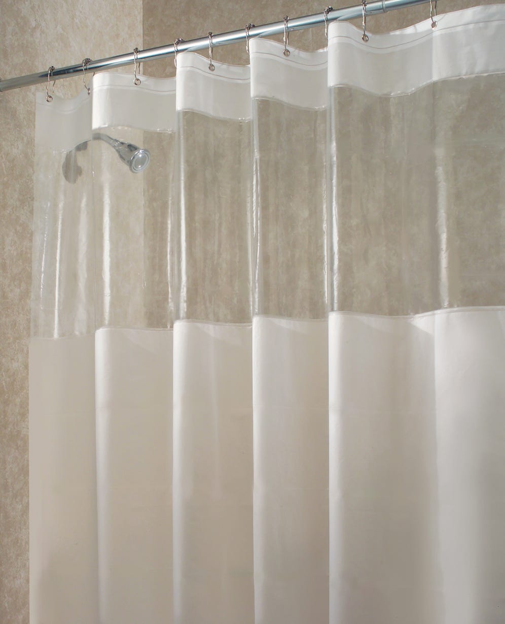 Hitchcock Eva Plastic Shower Curtain, White/Clear, 72-in. X 72-in.