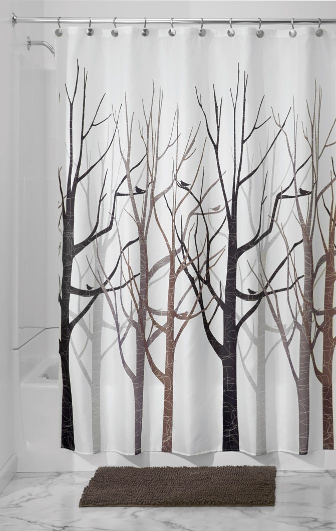 Shower Curtain Forest, Black/Brown/White, 72-in. X 72-in.