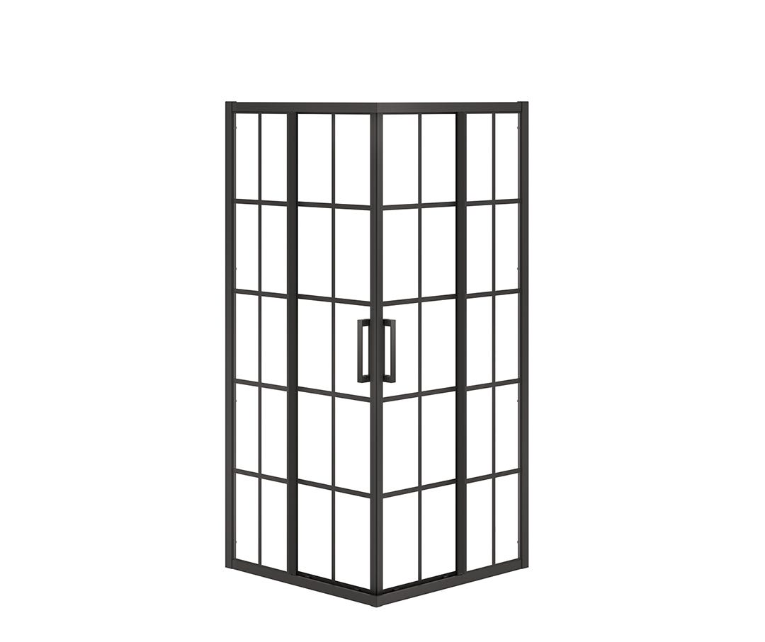 RADIA Shower Door, matte black/french finish, 36 in. x 36 in.