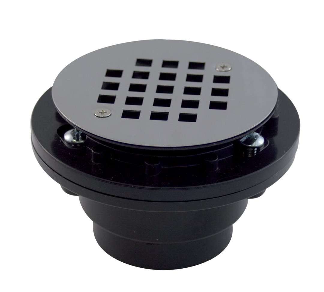 Shower Drain with Clamp, Plastic, Stainless Steel Grid, 2-in.