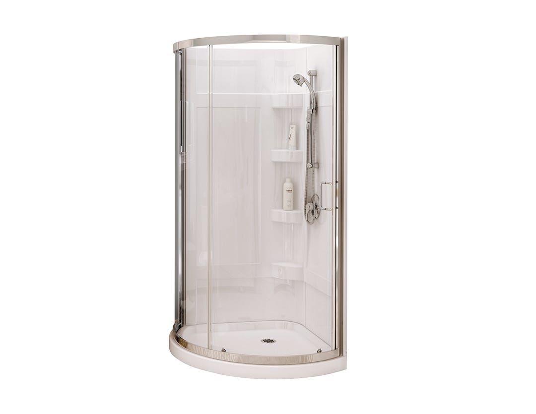 CYRENE Acrylic Shower Kit, central drain, chrome finish, 34 in. x 34 in.