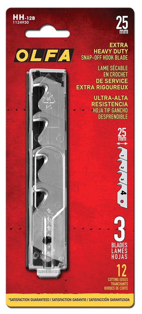 Olfa 25 mm Snap-off Hook Blades, 3-pack