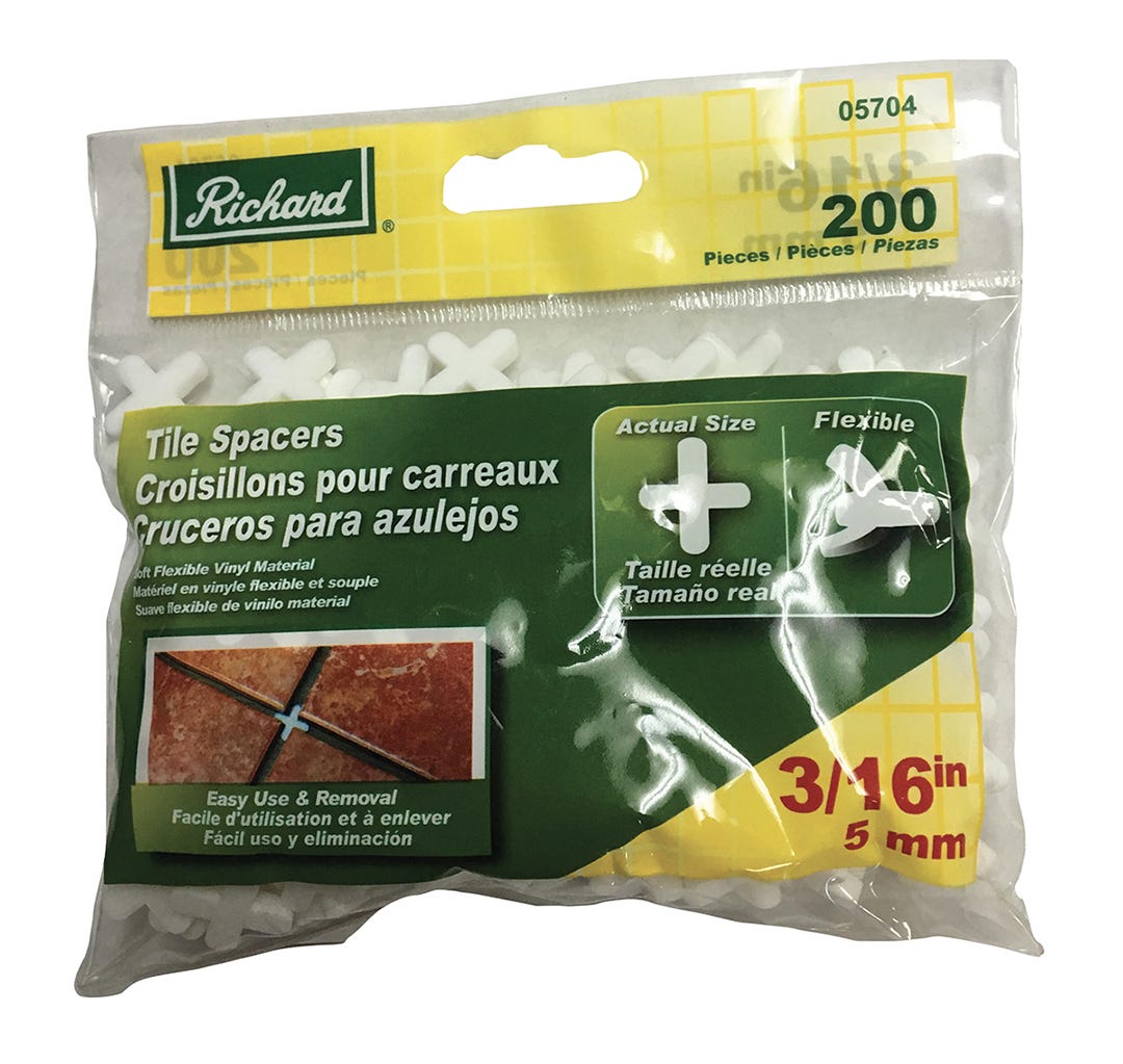 Richard Plastic Floor Tile Spacers, 3/16 in., 200/Pack
