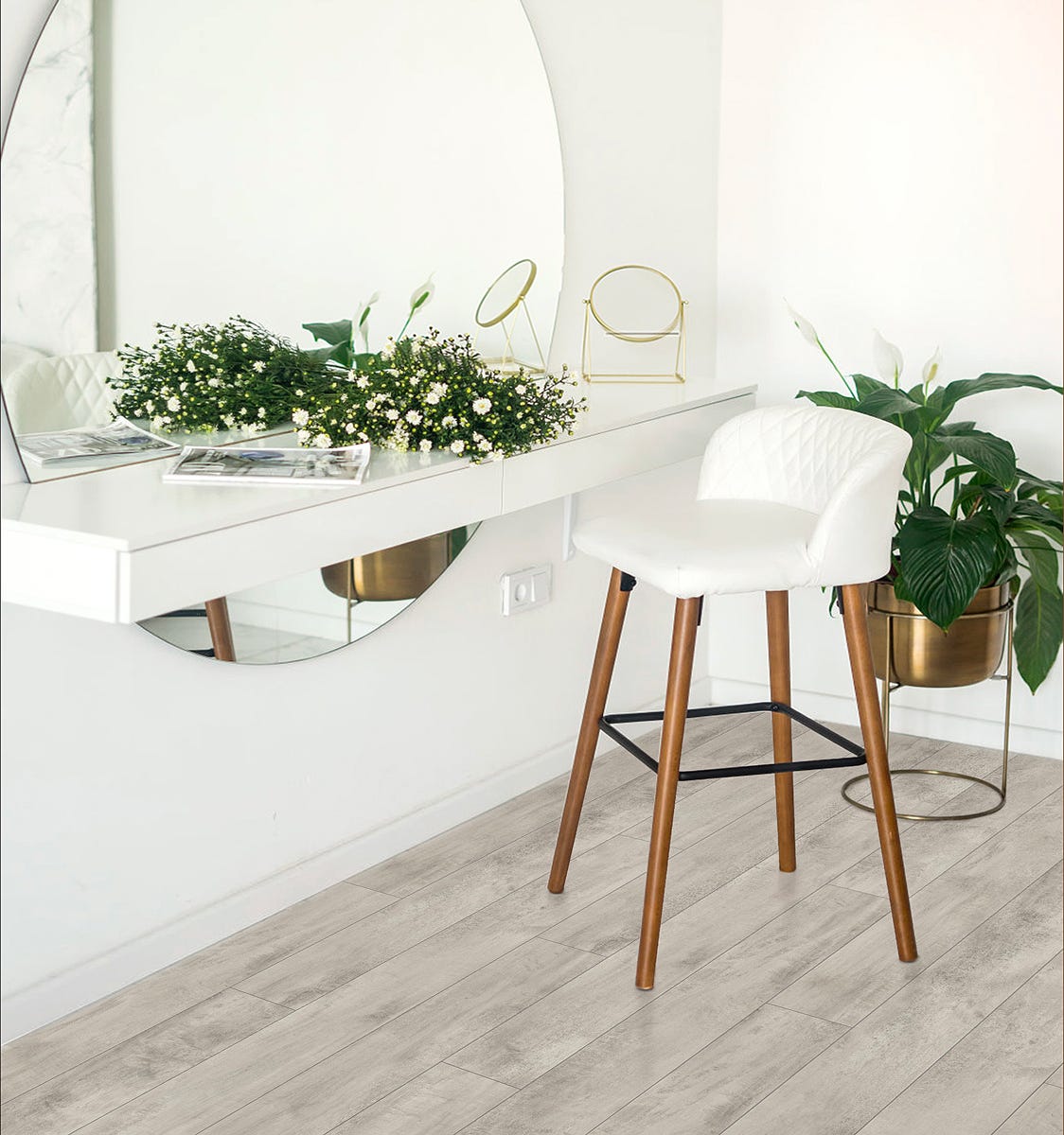 OCEAN Vinyl Floor SPC, 4.5 mm + 1 mm, Light Grey