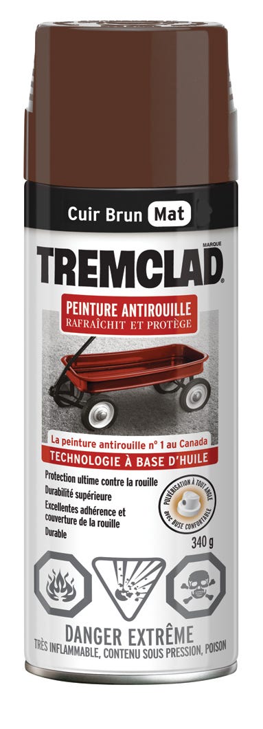 Spray Anti-Rust Paint Oil-Based, Flat Finish, Keather Brown, 340 g