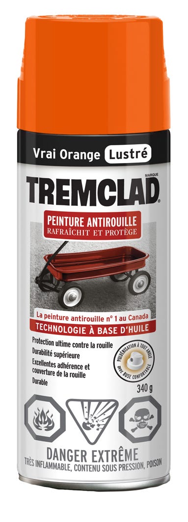 Spray Anti-Rust Paint Oil-Based, Gloss Finish, Real Orange, 340 g