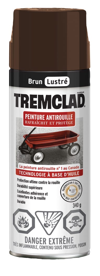Spray Anti-Rust Paint Oil-Based, Gloss Finish, Brown, 340 g