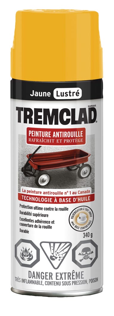 Spray Anti-Rust Paint Oil-Based, Gloss Finish, Yellow, 340 g