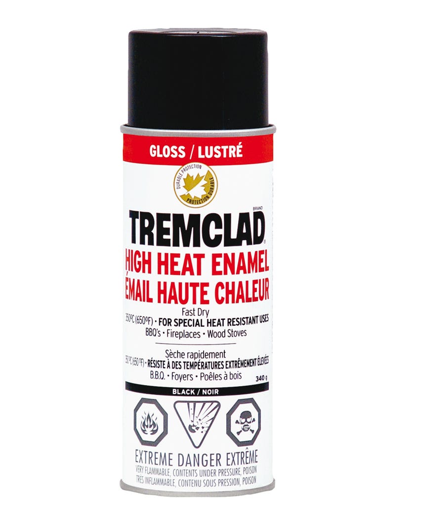 Spray Enamel Paint High Heat, BBQ/Fireplace/Wood Stove-Gloss Finish, Black, 340 g