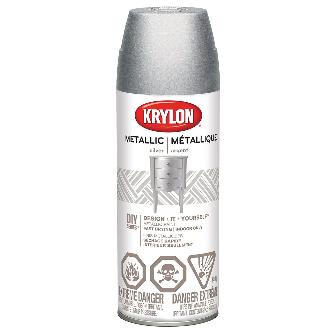 Spray Paint Indoor Metallic, General Purpose, Silver, 340 g