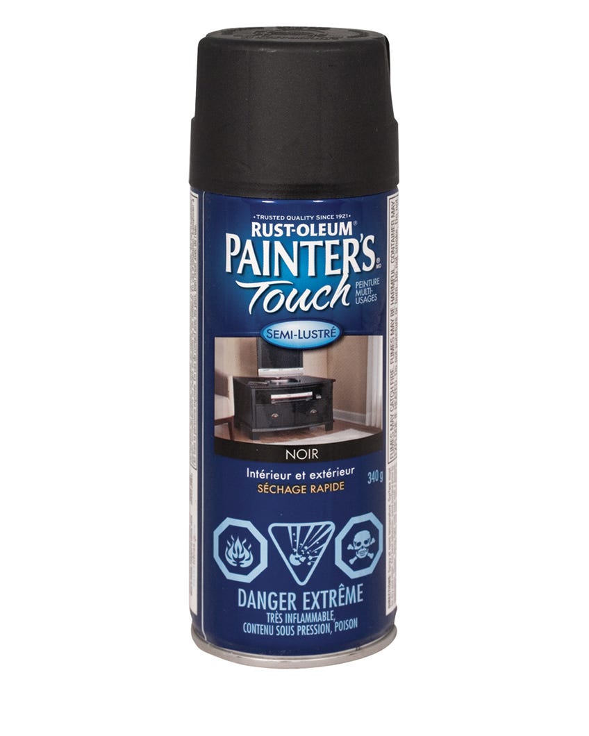 Spray Paint Indoor/Outdoor Fast Drying, Semi-Gloss Finish, Black, 340 g