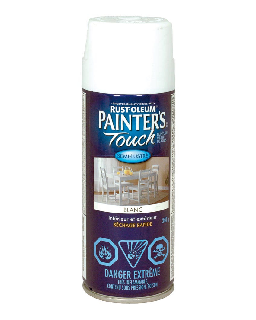 Spray Paint Indoor/Outdoor Fast Drying, Semi-Gloss Finish, White, 340 g