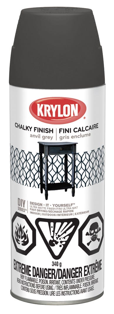 Spray Paint Indoor/Outdoor, Ultra Matte Finish, Anvil Grey, 340 g