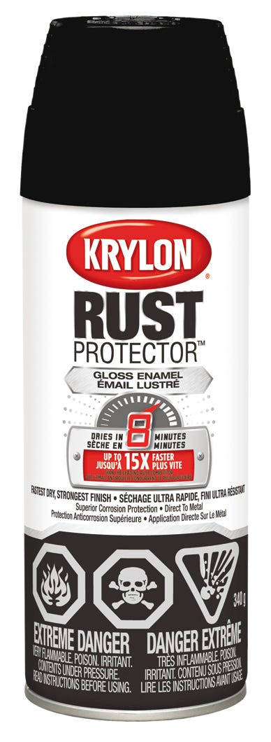 Spray Rust Paint Gloss Enamel, Gloss Black, 340 g