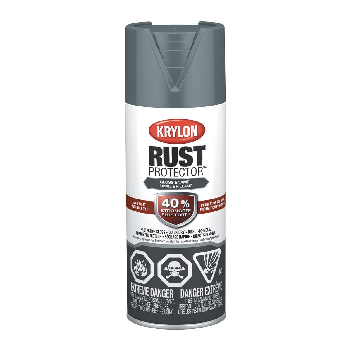 Spray Rust Paint Gloss Enamel, Smoked Grey Gloss, 340 g