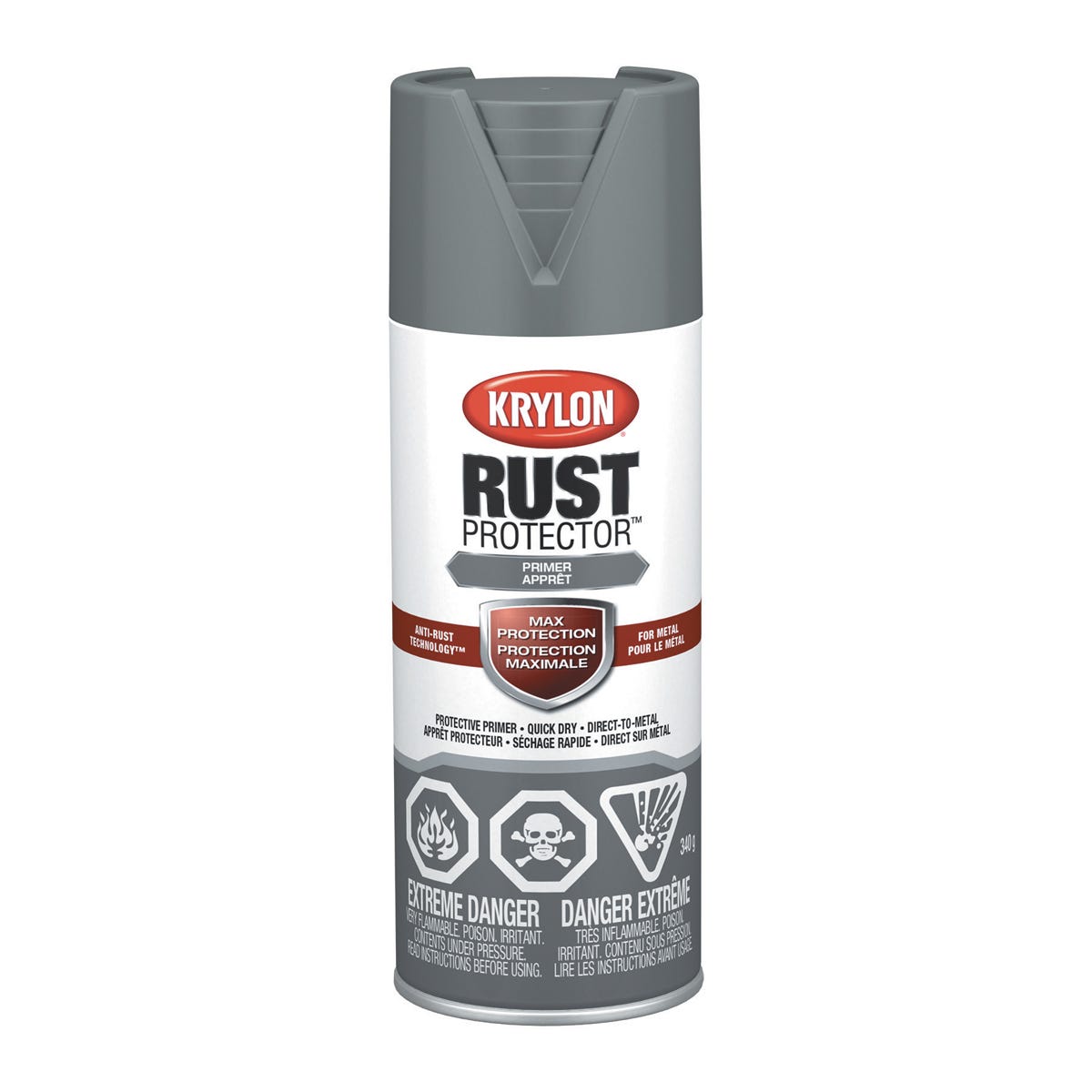 Spray Rust Preventative Primer for Bare/Painted Surfaces, Grey, 340 g