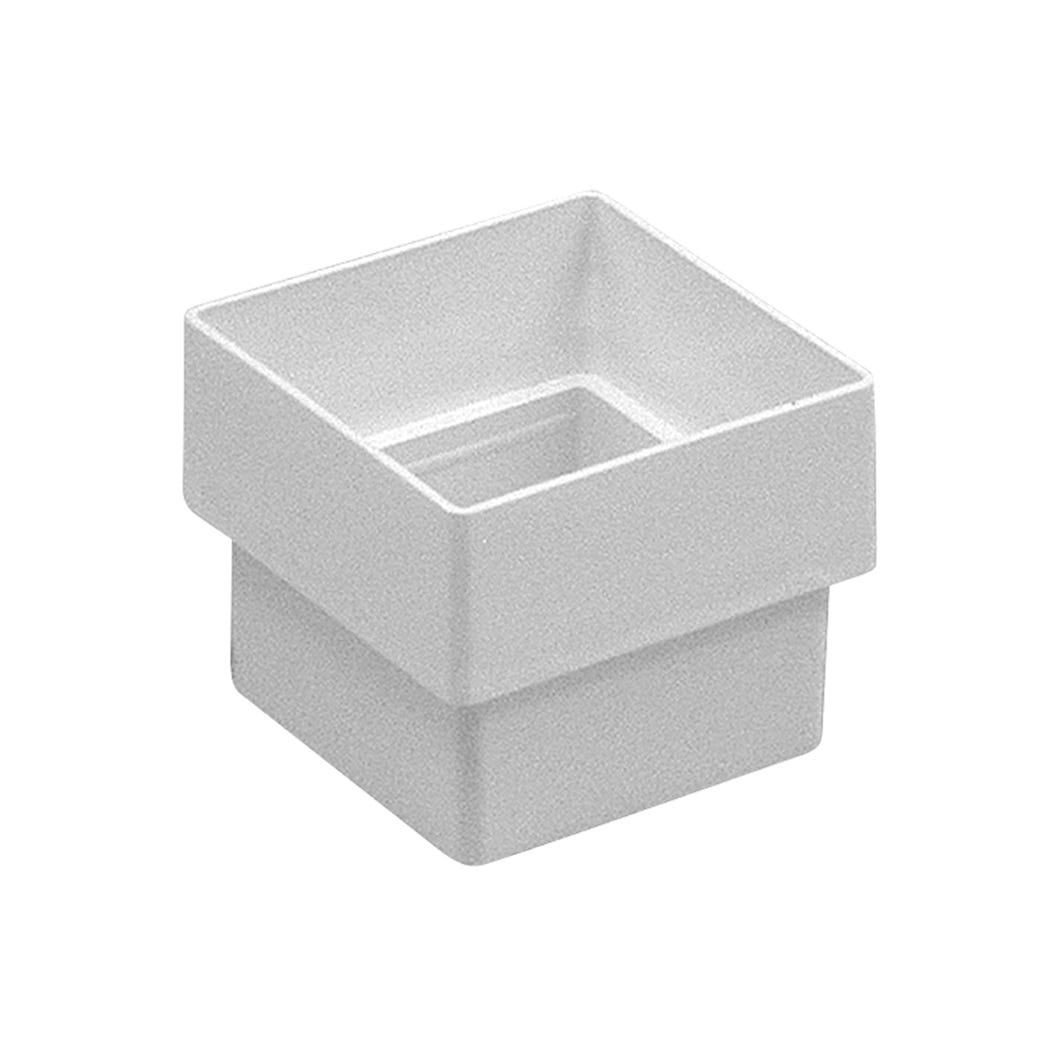 Square downspout connector for vinyl gutter