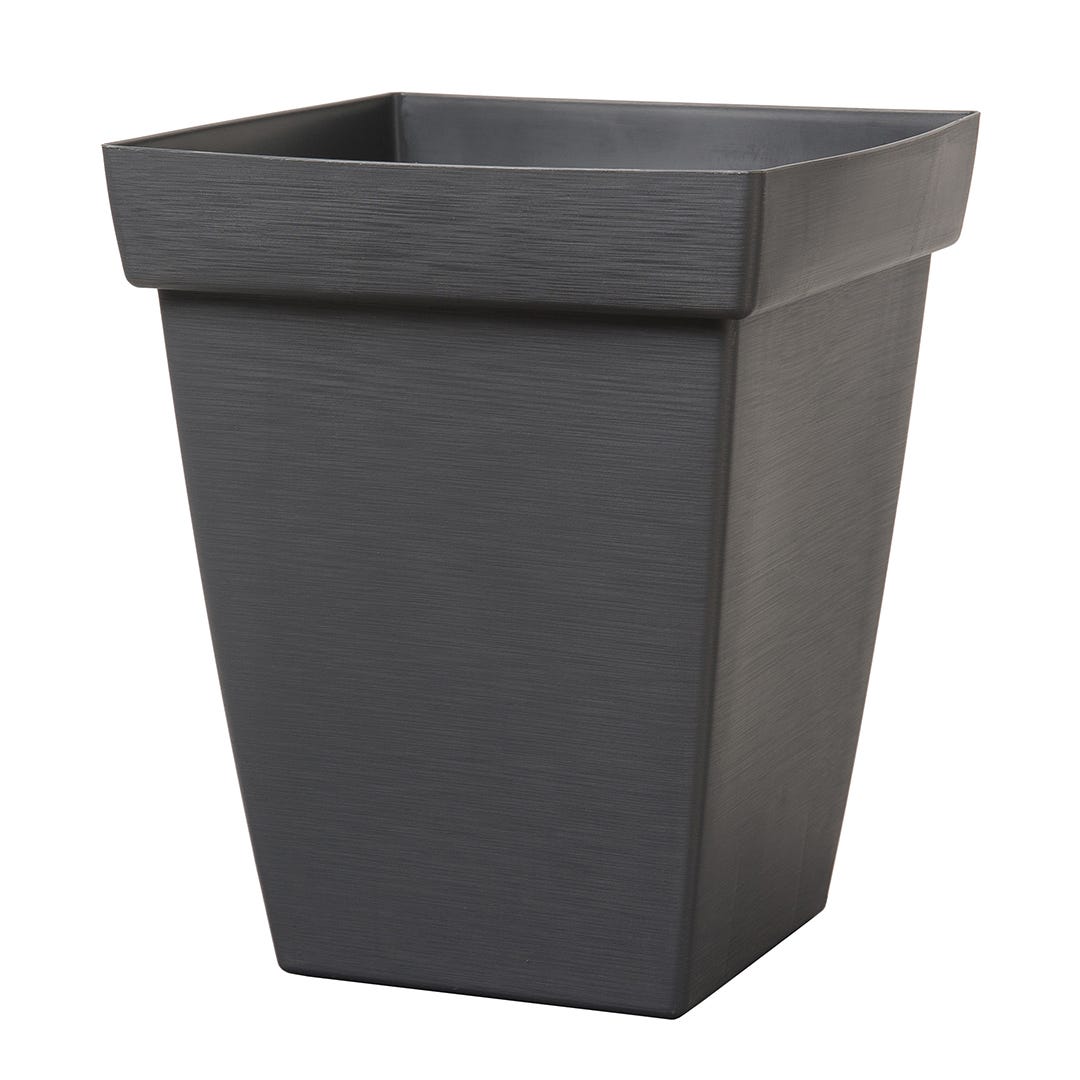 Bamboo 9-in. Square Planter, Slate Grey