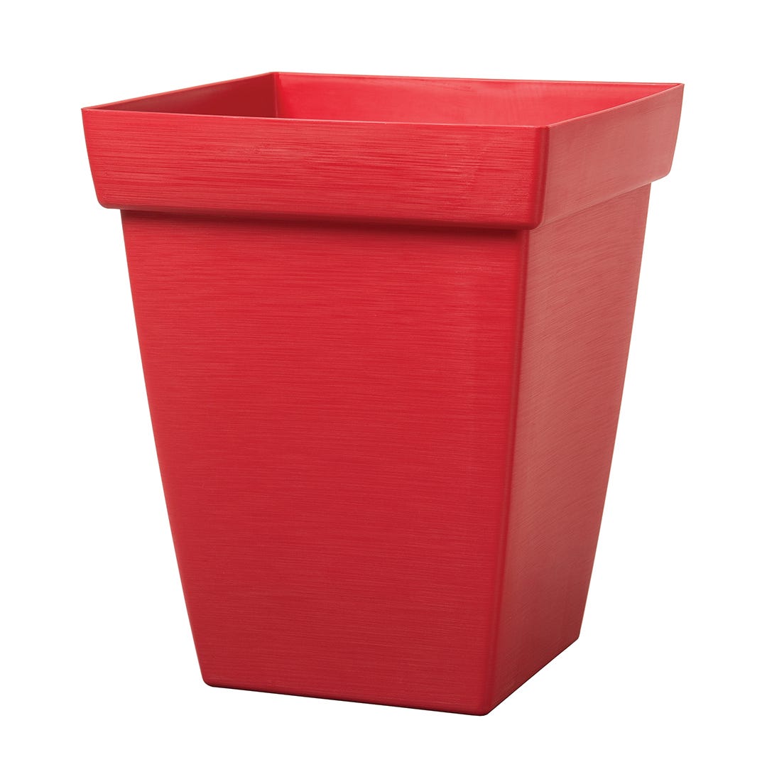 Bamboo 5-in. Square Planter, Red