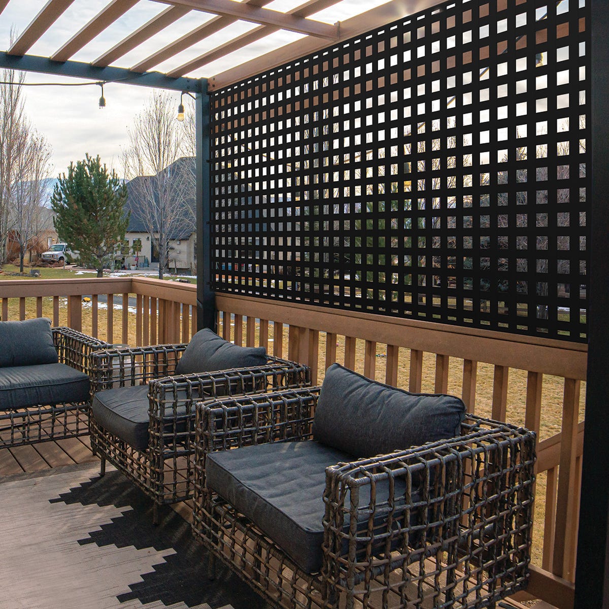 Square privacy, 4x8, black lattice