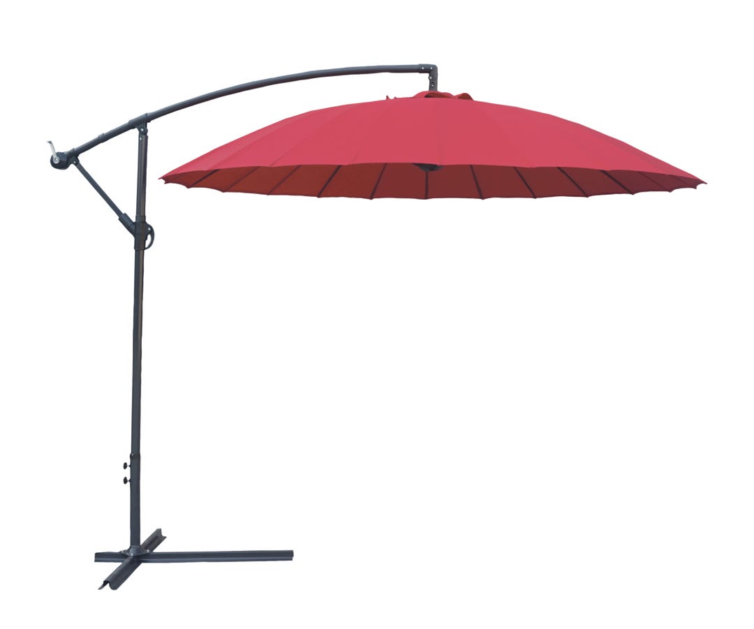 ST-THOMAS Crank Hanging Patio Umbrella, 9 ft., Red