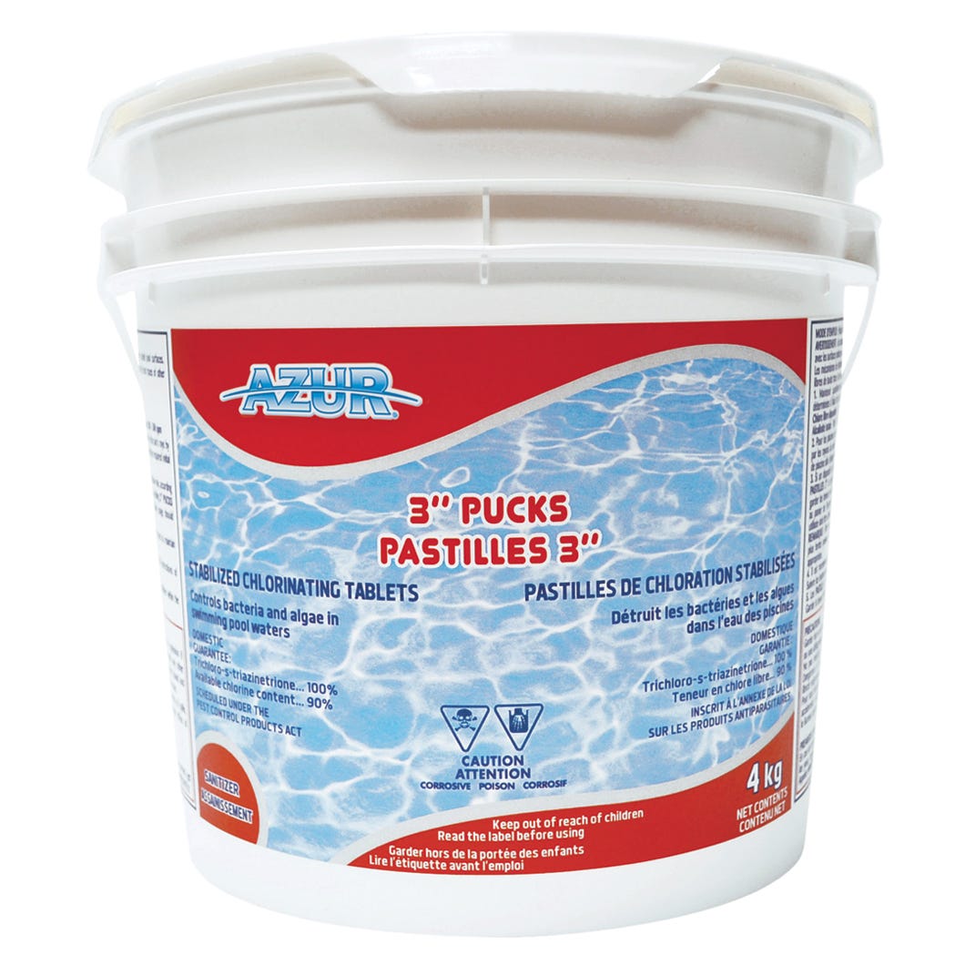 Azur Stabilized Chlorinating Pucks for Pools, 3-in., 4 kg