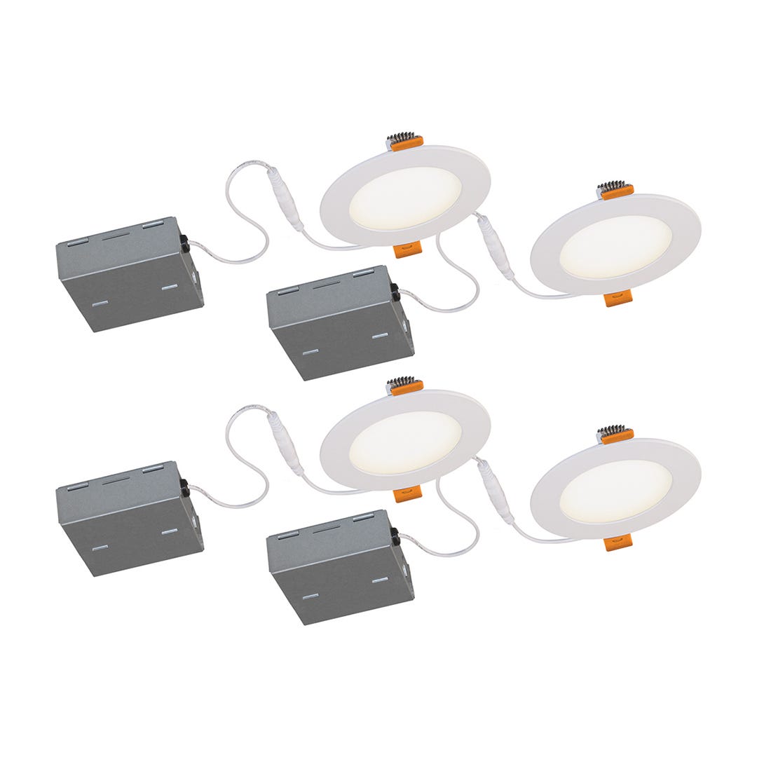 Ultra-Thin Comlete Led Recessed Fixture, Stak, 4/Pack, 10W, 4000K, Matte White