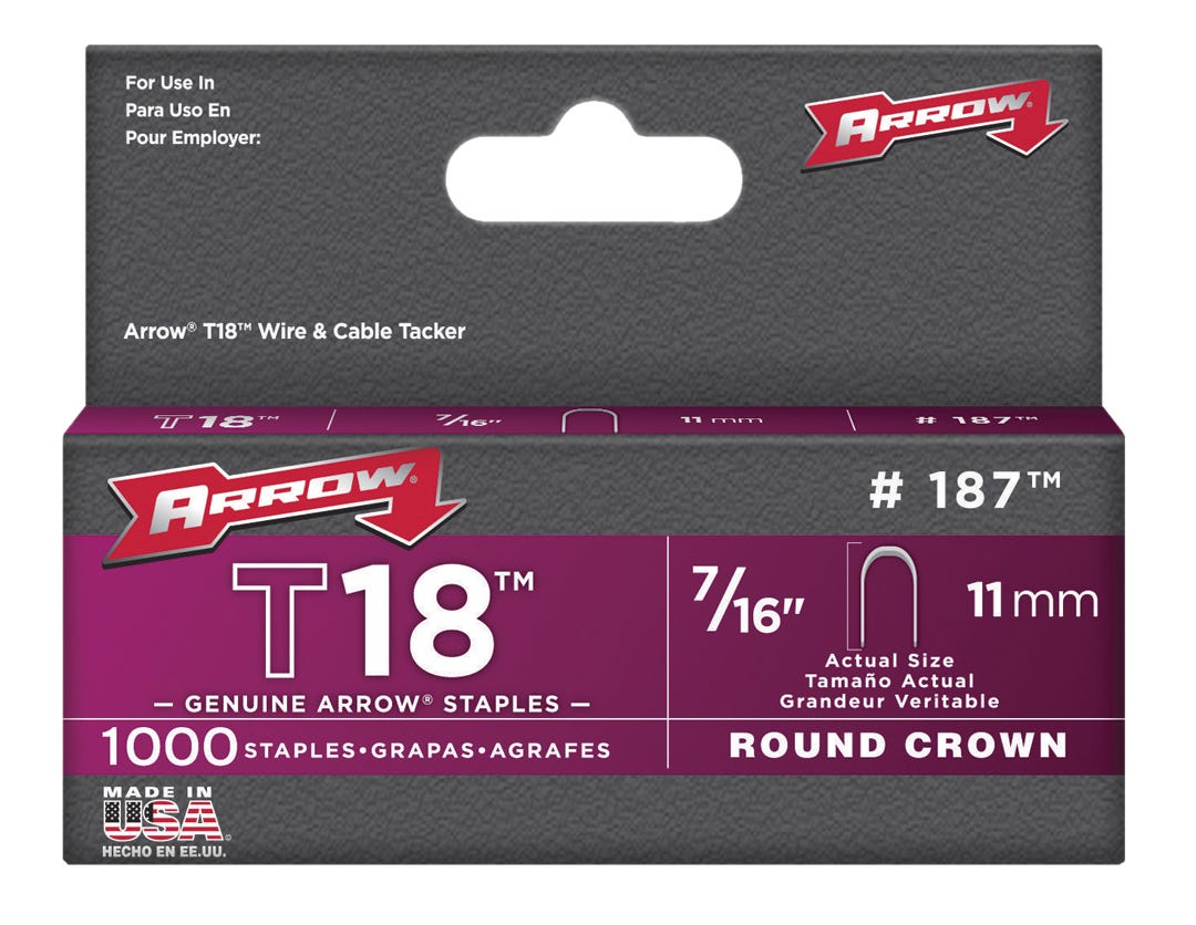 Staples Wire/Cable, Round Crown, 7/16-in.