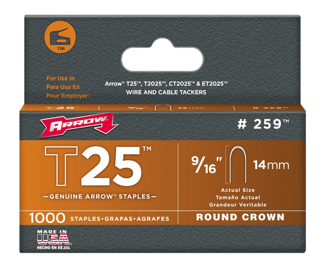 Staples Wire/Cable, Round Crown, 9/16-in.