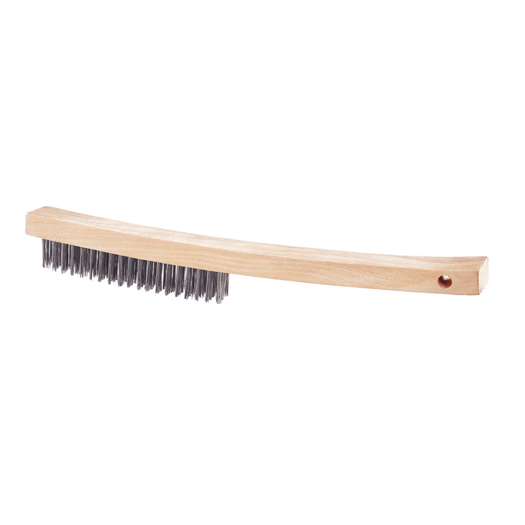 Steel Brush Long Curve Handle, 4 X 19 Rows