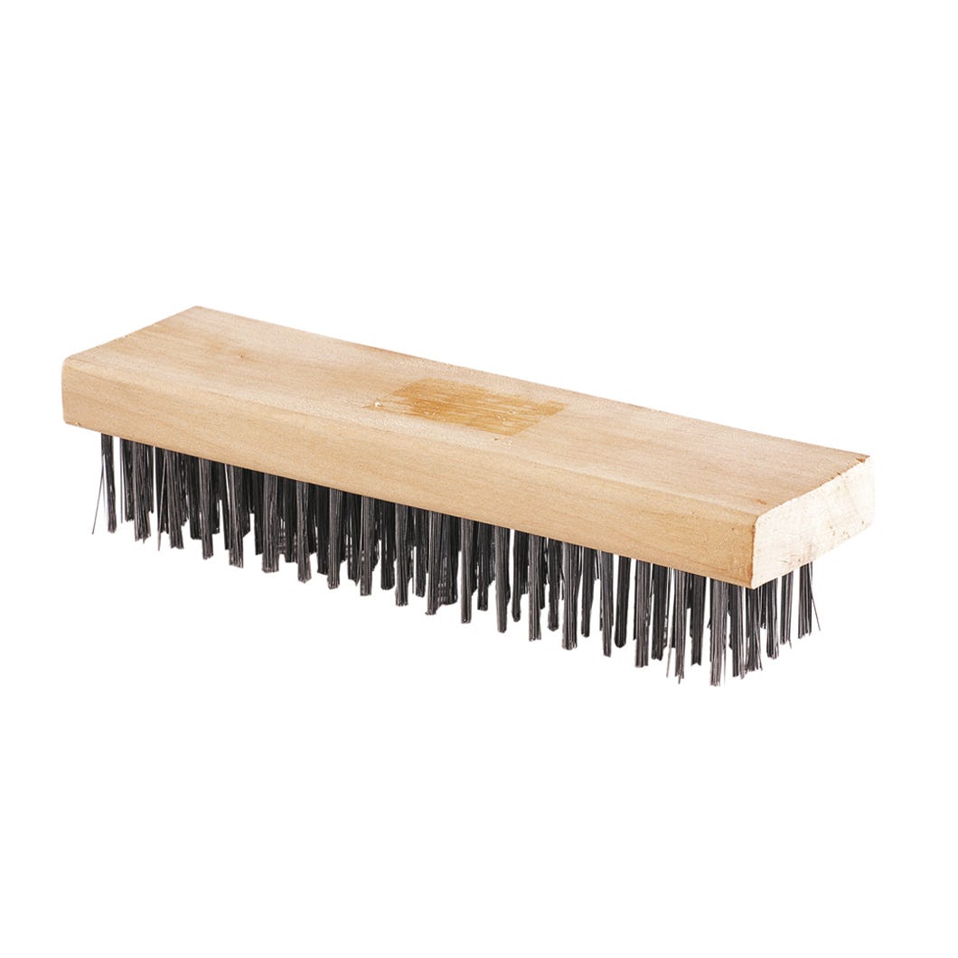 Steel Brush Wood Block Handle, 6 X 19 Rows