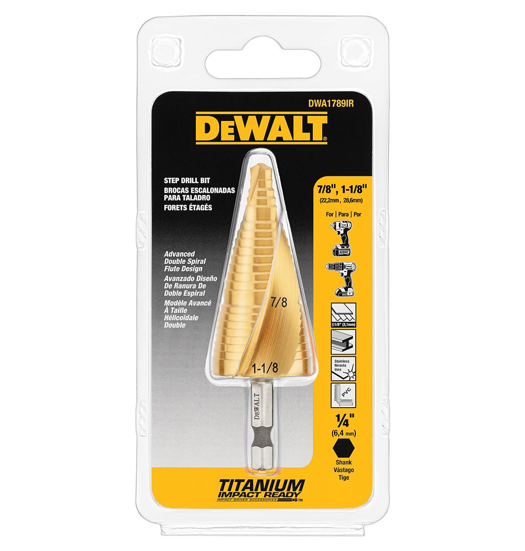 Step Drill Bit,  7/8 in., 1-1/8 in.