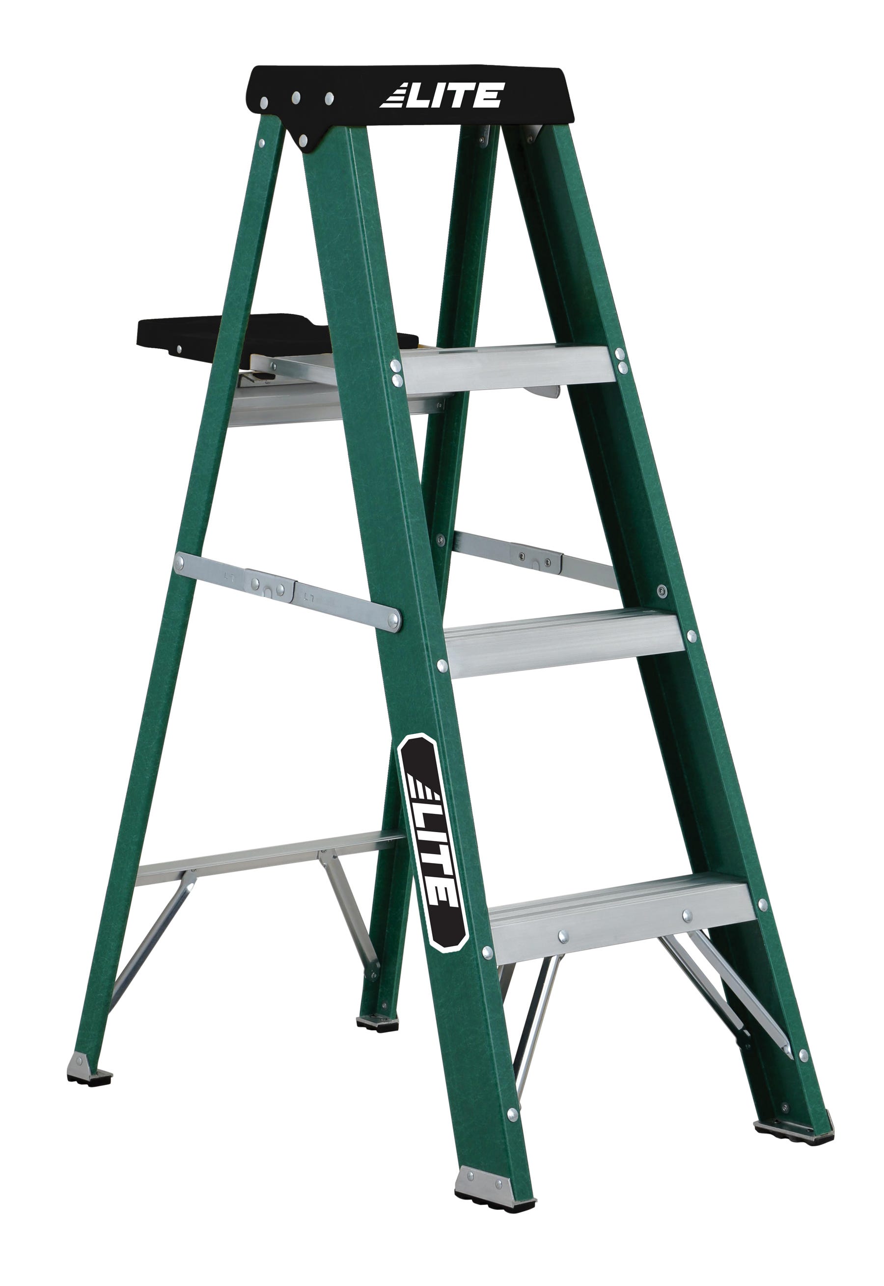 LITE Heavy Duty 4' Fiberglass Step Ladder, Grade 2, Green