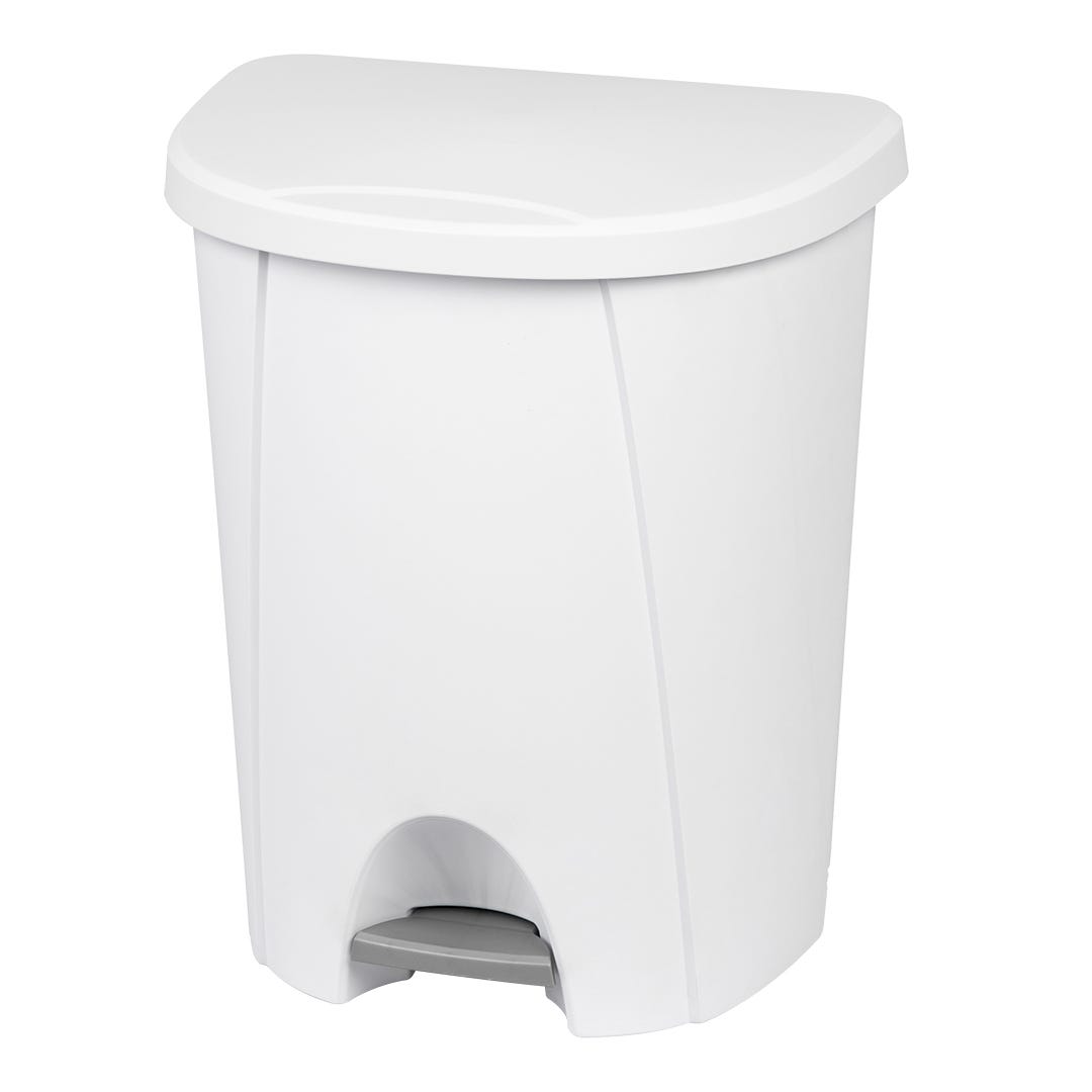 Step-On Wastebasket, 25 L, White