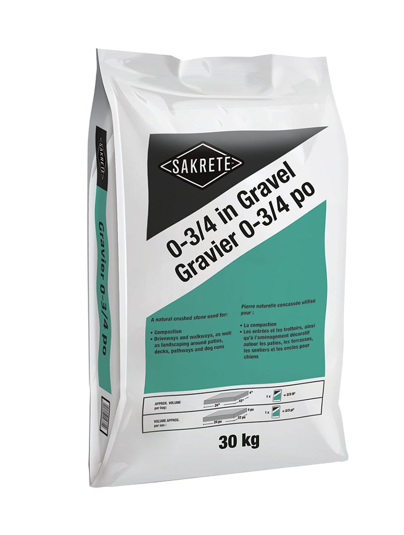 Crushed stone, for maximum compaction, 0-3/4 in, 30 kg