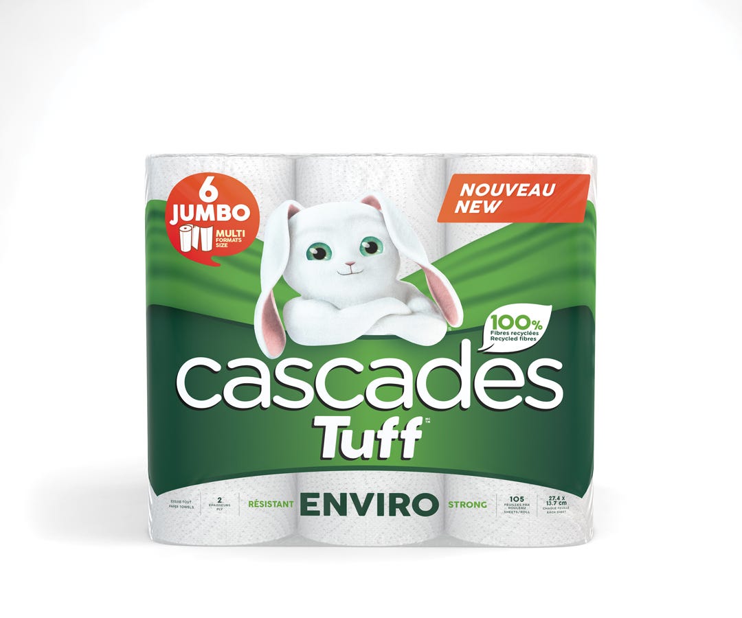 6-Roll Paper Towel, Strong, Cascade Tuff
