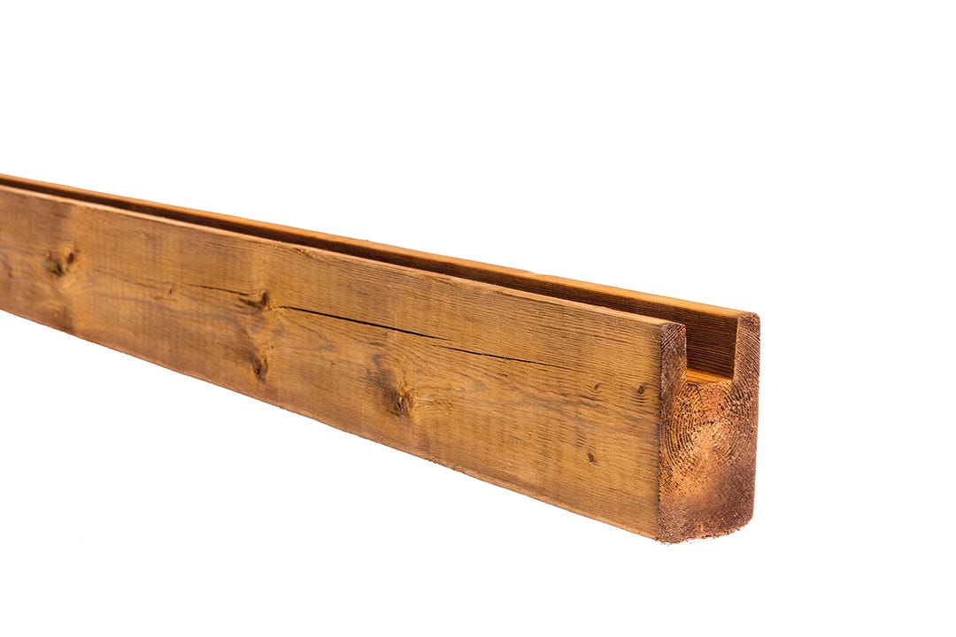Heavy duty brown treated wood grooved lattice moulding ''U'' 1 1/2 x 2 1/2 x 96