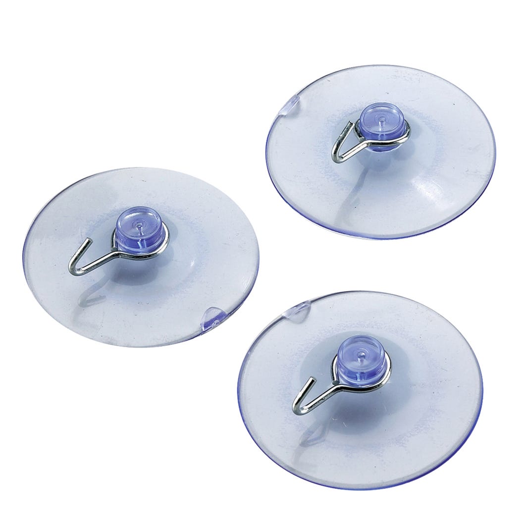 3-Pack Suction Hook, 1 1/4-in., Clear Plastic