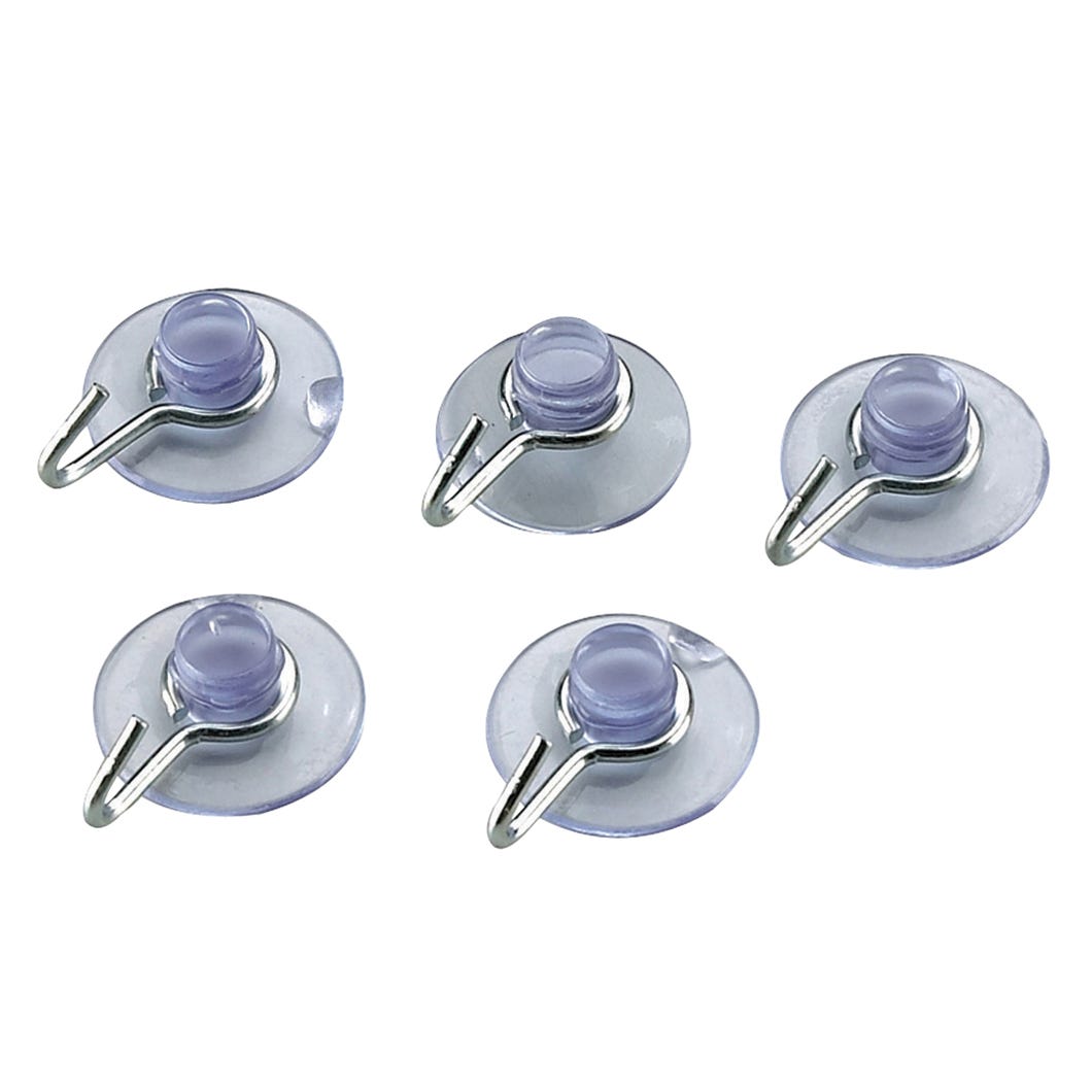 5-Pack Suction Hook, 3/4-in., Clear Plastic