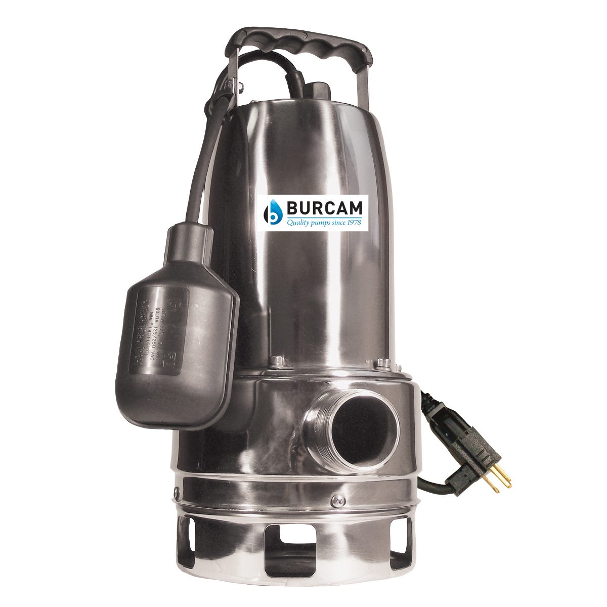 Sump Pump, Stainless Steel with Tethered Switch, 3/4 Hp