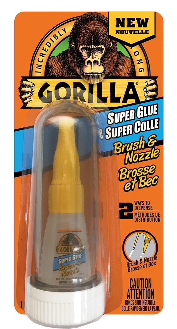 Super glue with brush and nozzle