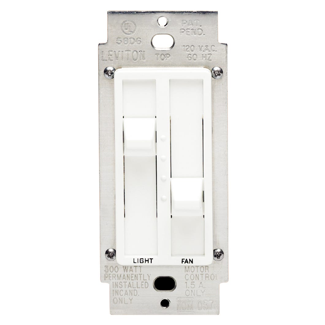 Sureslide Fan Speed Control/Dimmer Dual Quiet Fan, Single Pole