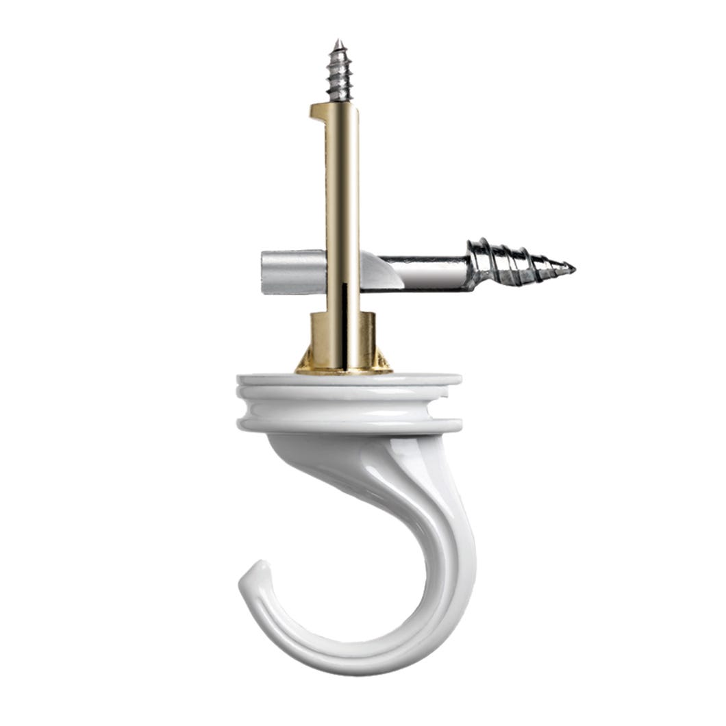 CEILLING DRILLER Swivel Hook for Plant, White. 1/Pack