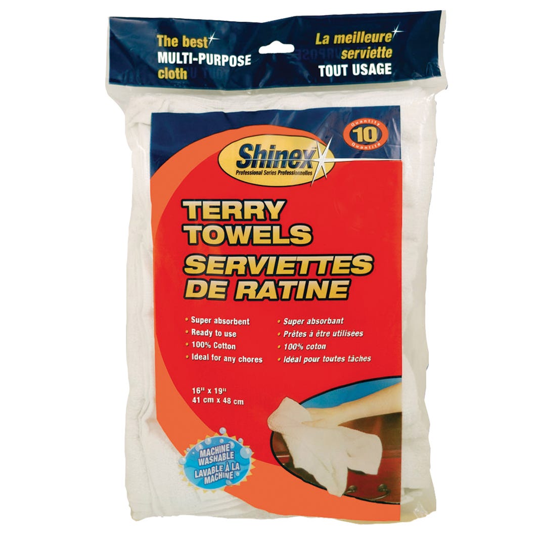 Terry Towels Multi-purpose, White, 16-in. X 19-in.