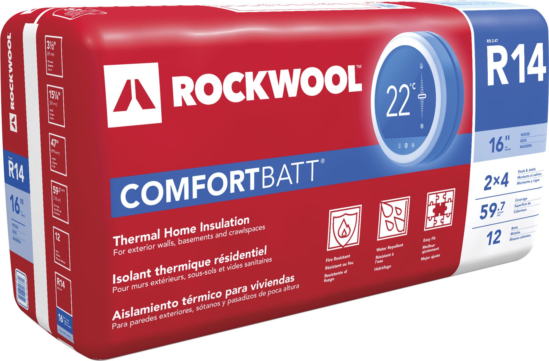 Thermal home insulation for wood stud