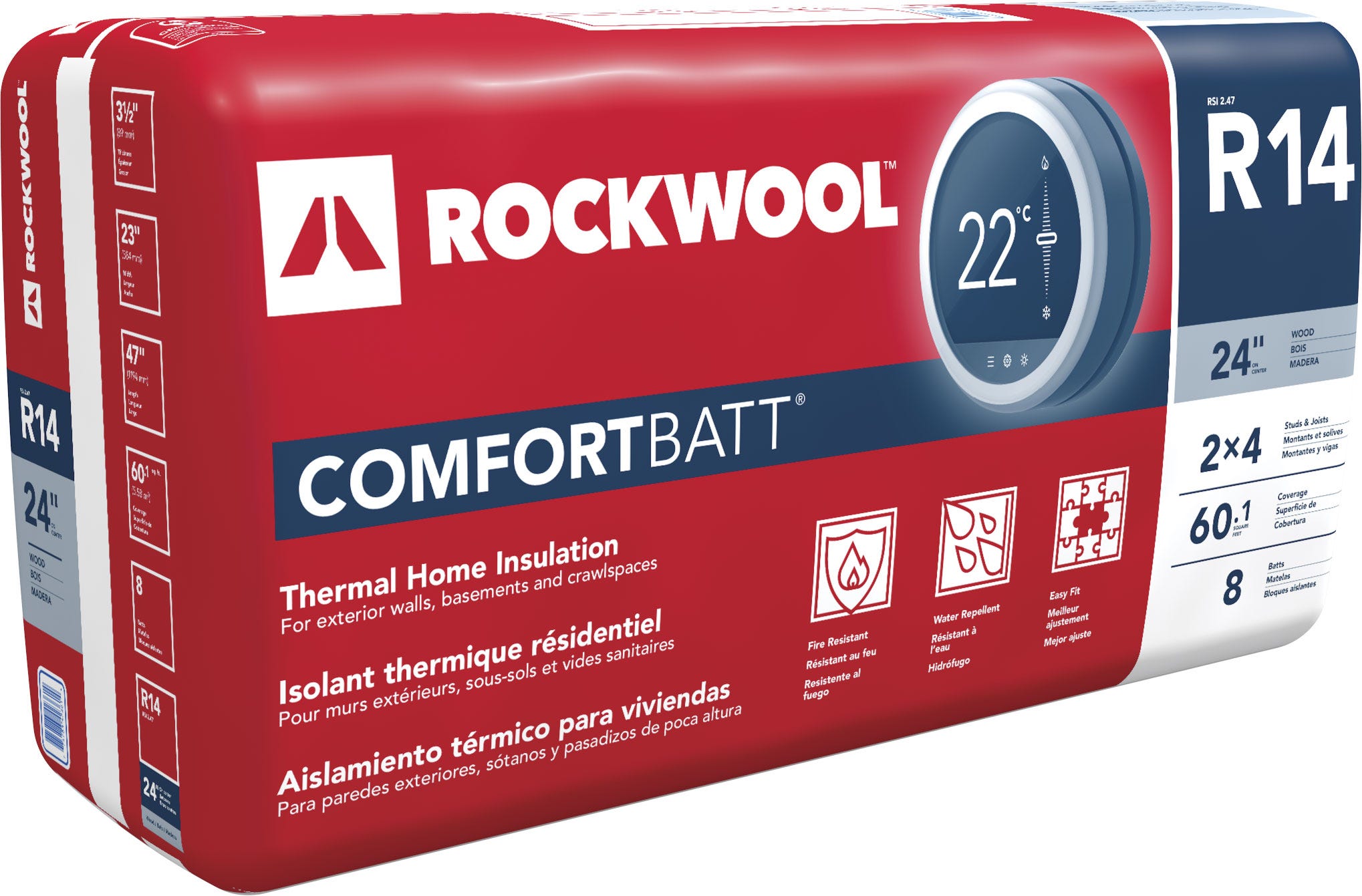 Thermal home insulation for wood stud