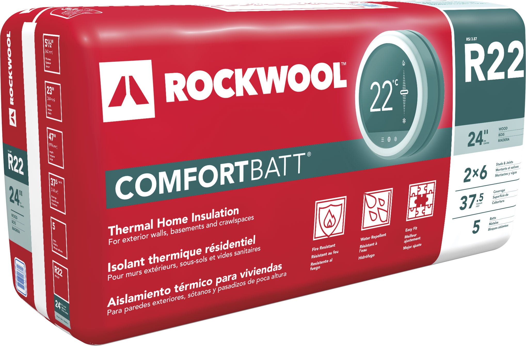 Thermal home insulation for wood stud