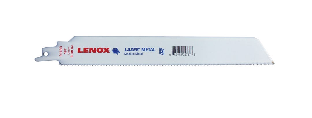 Lenox 9" Thick Metal Cutting Steel Reciprocating Saw Blade, 18 tpi
